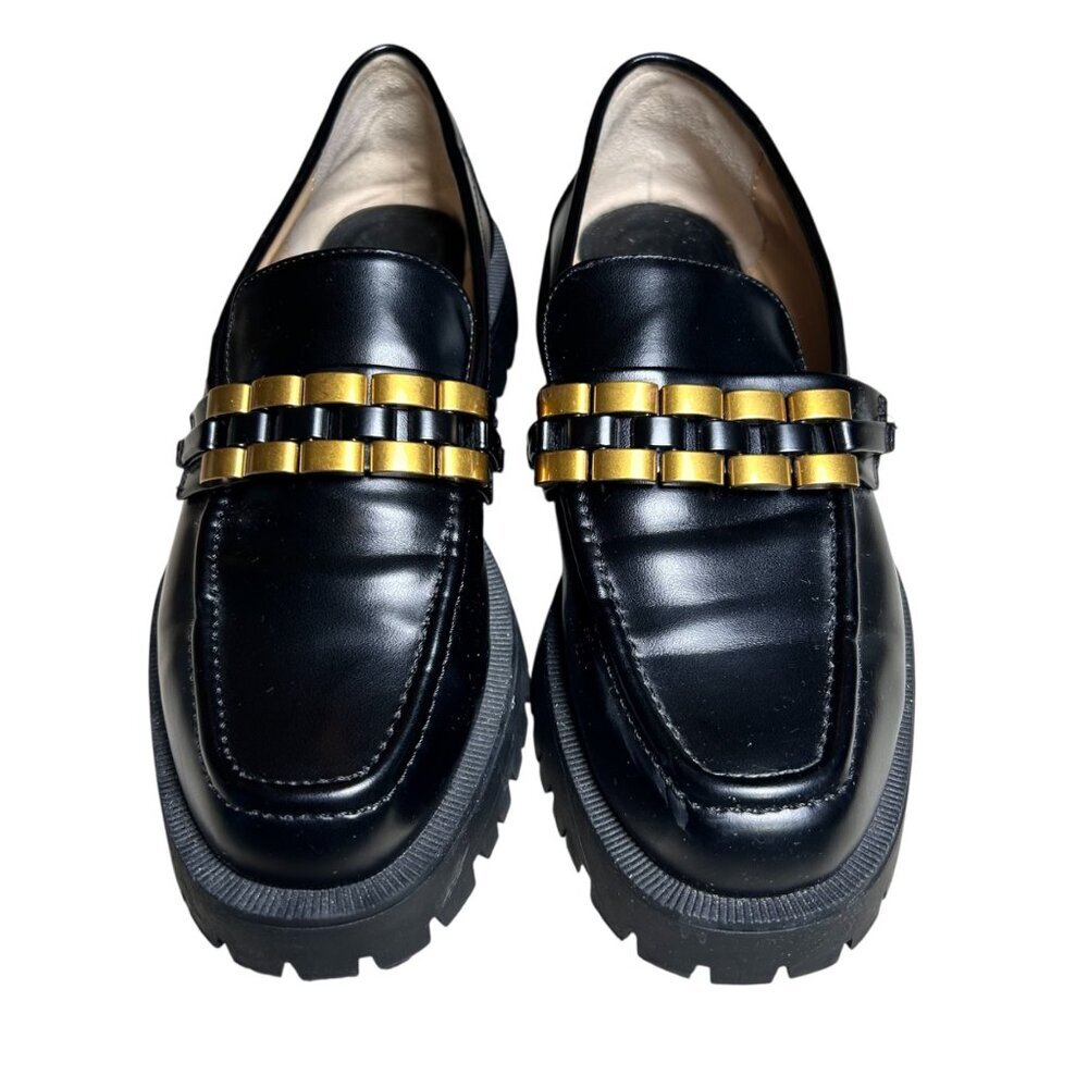 Zara Black and Gold Loafers
